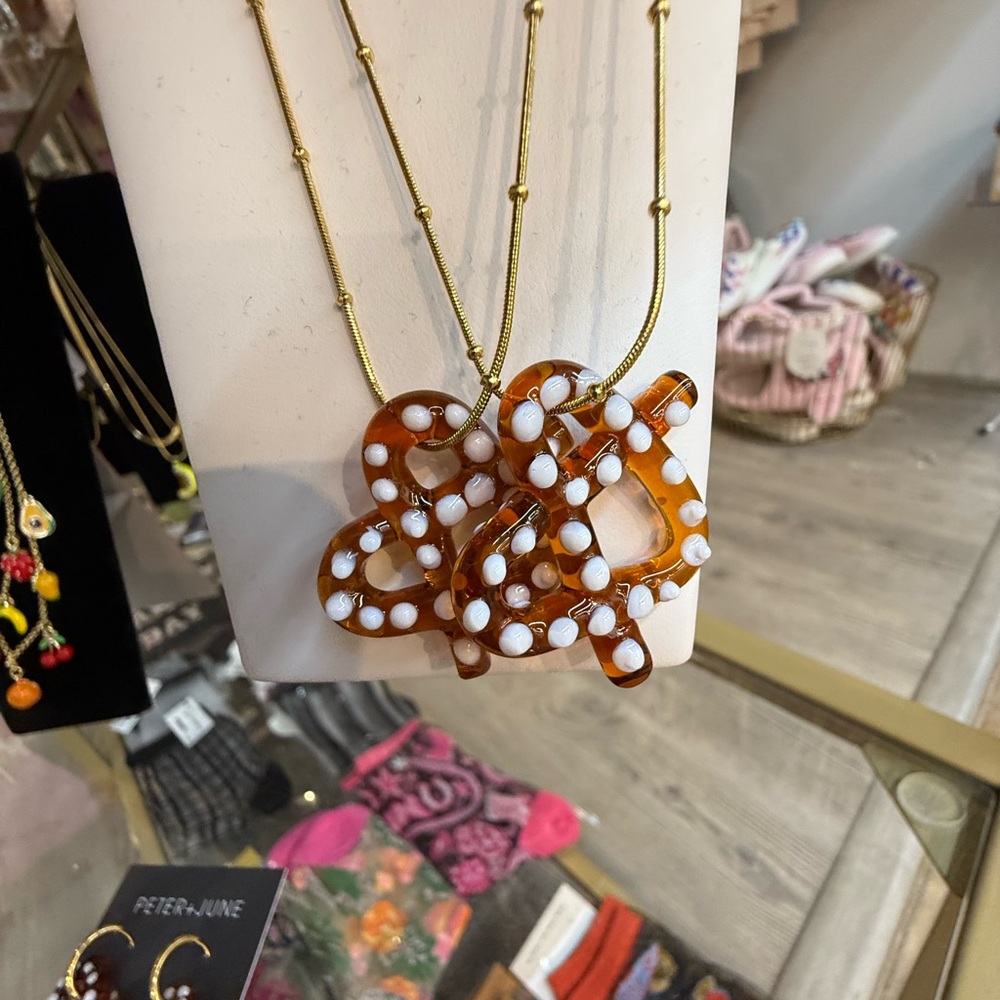 Gold and Brown Heart Necklace